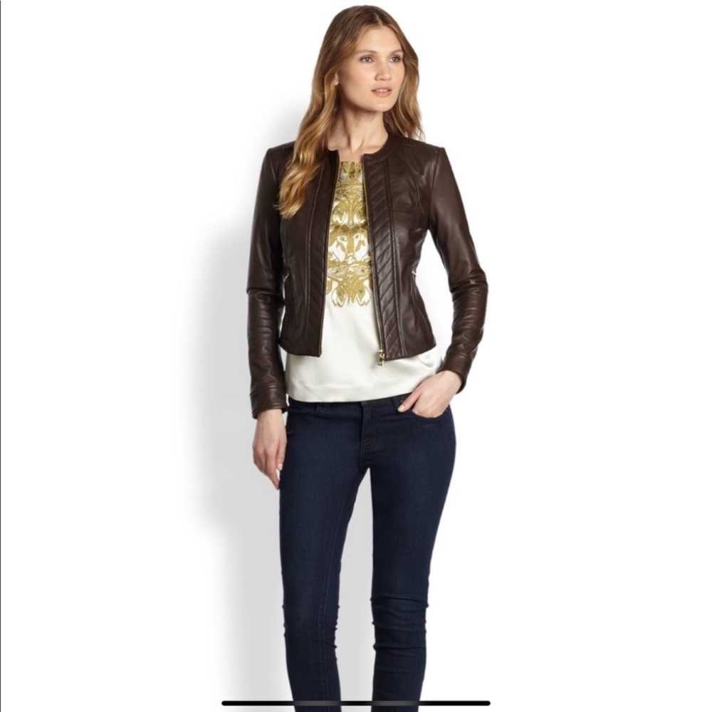 Tory Burch Brown Daphne Lambskin Jacket